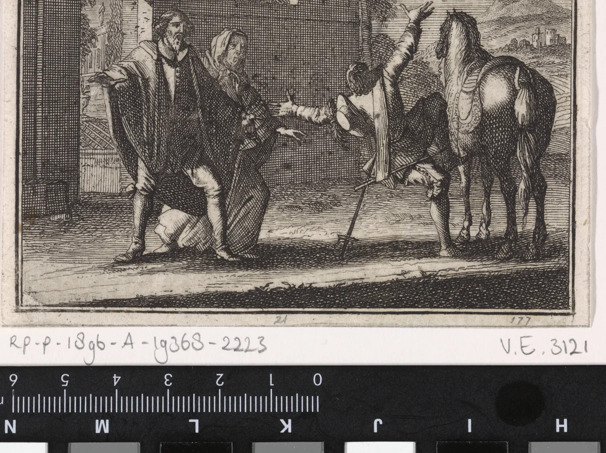 Jongeman gedood door een val in zijn eigen degen by Caspar Luyken, print, 1704