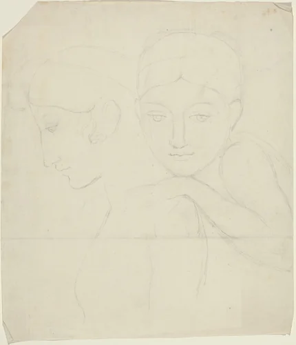 Two Women's Heads by John Flaxman, drawing, 1755-1826