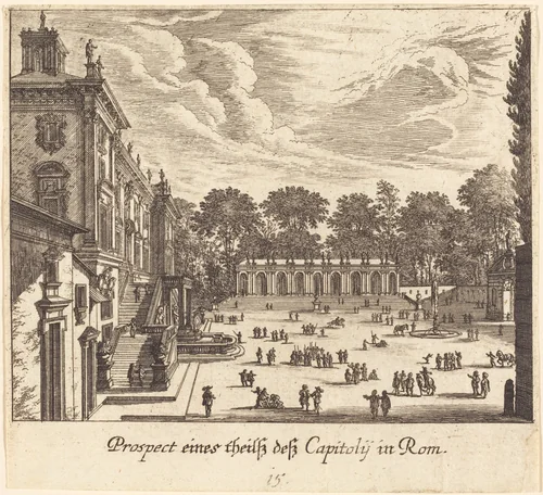 Capitoline, Rome by Melchior Küsel; Johann Wilhelm Baur, print, 1681