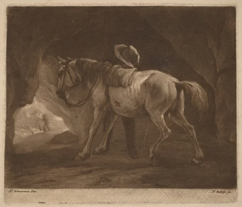 The Pissing Horse by Nicolaas Verkolje
Philips Wouwerman, print, 1673-1746