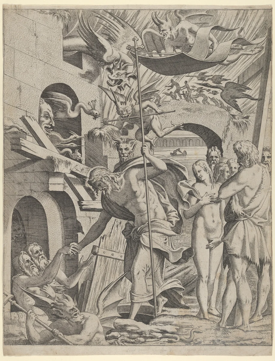 Christ in Limbo by Léon Davent, print, 1546-1547