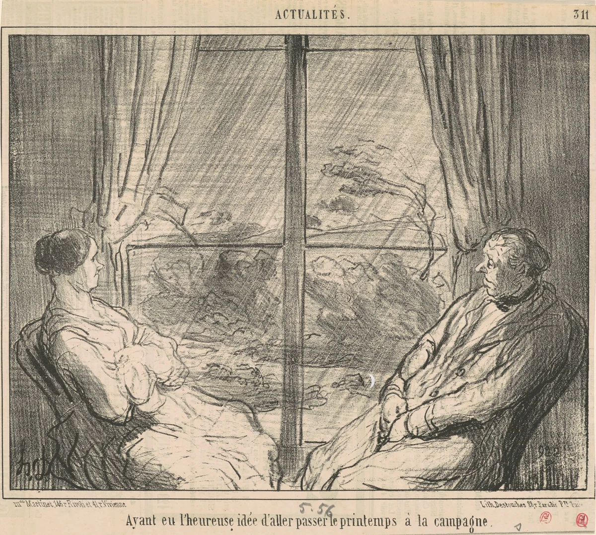 Ayant eu ... l'idée d'aller ... by Honoré Daumier, print, 1856