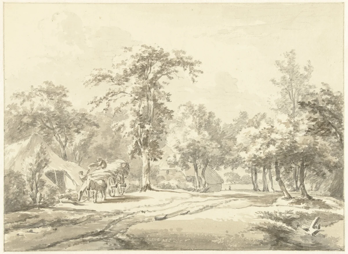 Gezicht te Borger in Drenthe by Egbert van Drielst, drawing, 1755-1818