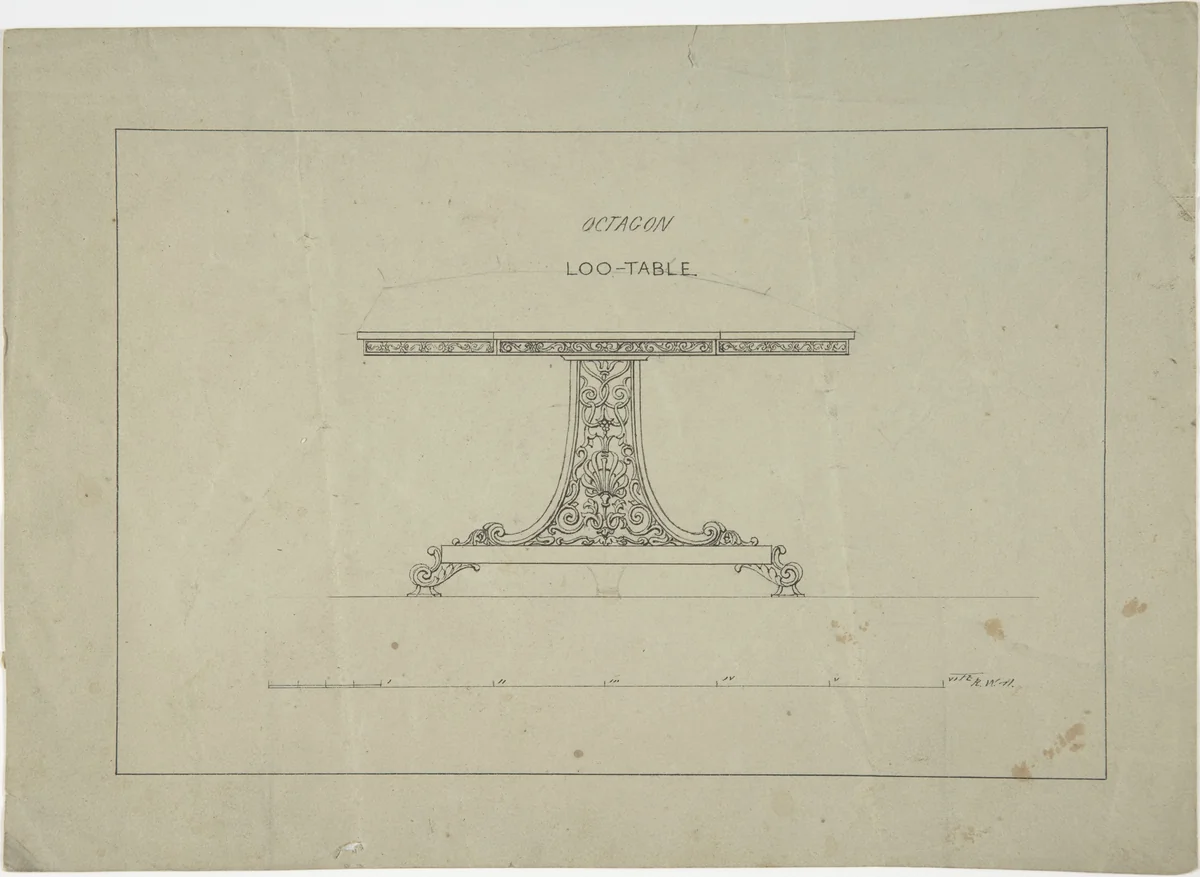 Design for Loo-Table by Robert William Hume, drawing, 1835-1900