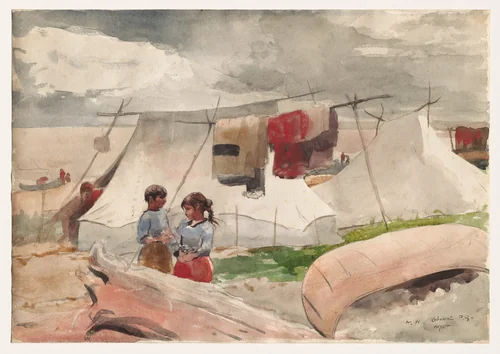 Indian Camp, Roberval, P.Q. by Winslow Homer, drawing, 1895
