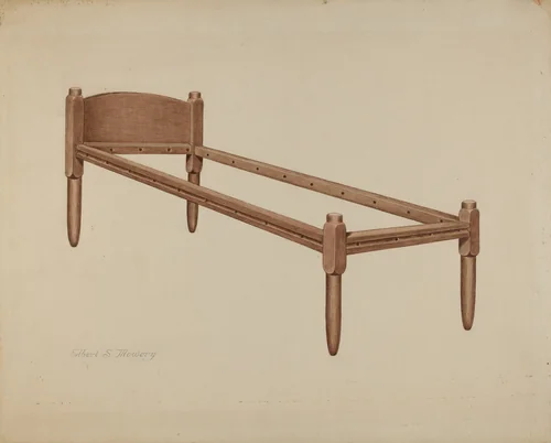 Shaker Bed by Elbert S. Mowery, index of american design, 1935-1942