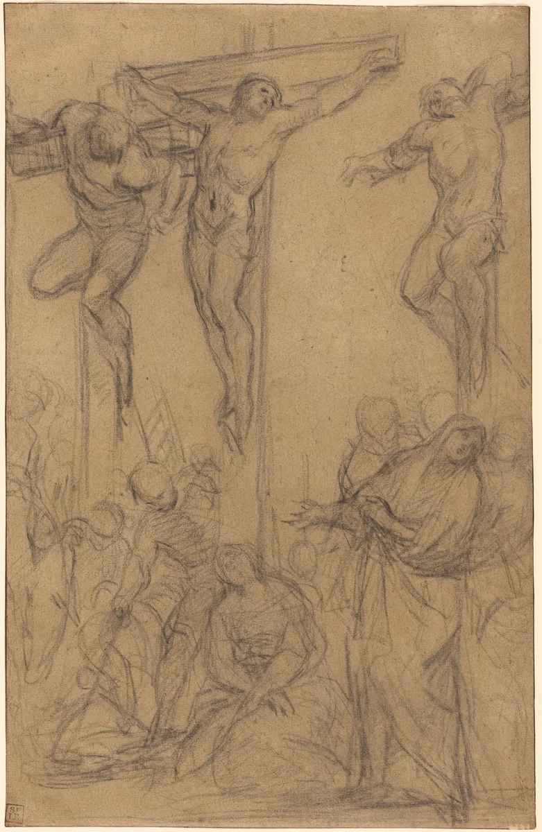 The Crucifixion by Giovanni Battista Naldini, drawing, 1537-1591