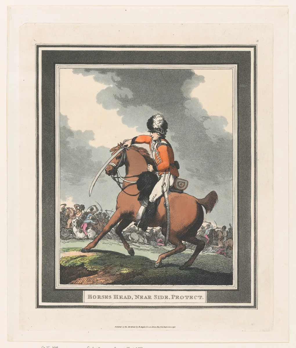 Horses Head, Near Side, Protect by Thomas Rowlandson, print, 1798