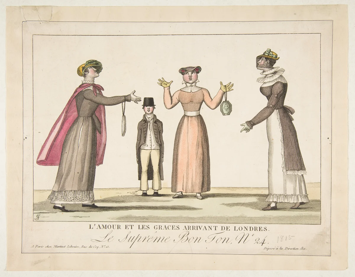 L'Amour et les Graces Arrivant de Londres; Le Suprême Bon-Ton No. 24 by Adrien Pierre Godefroy, print, 1815