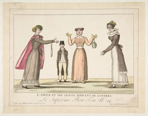 L'Amour et les Graces Arrivant de Londres; Le Suprême Bon-Ton No. 24 by Adrien Pierre Godefroy, print, 1815