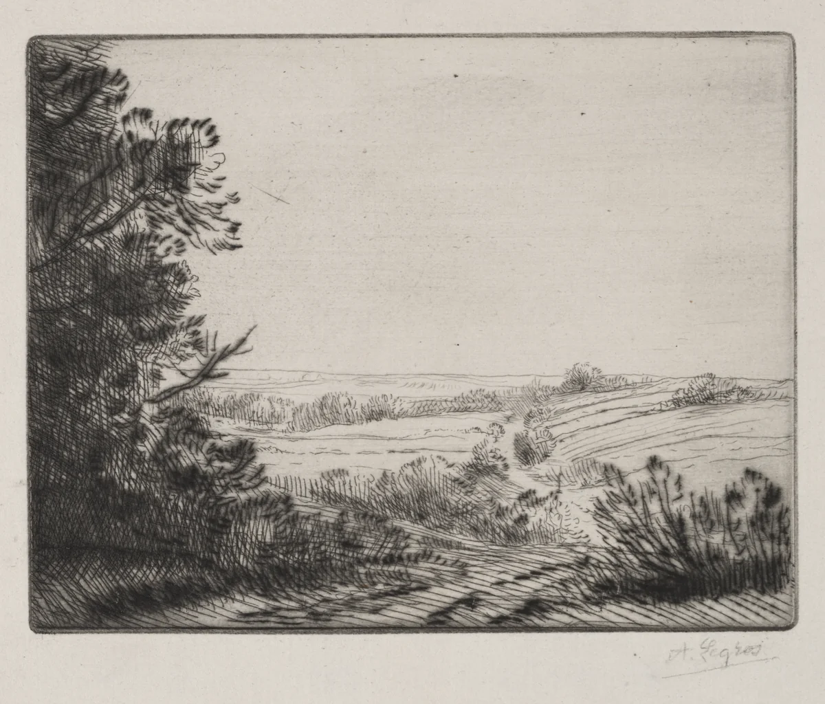 Landscape by Alphonse Legros, print, 1857-1911