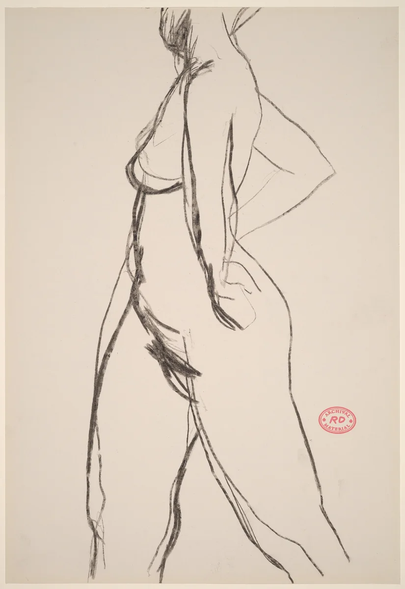 Untitled [side view of nude with her arms akimbo] by Richard Diebenkorn, drawing, 1955-1967