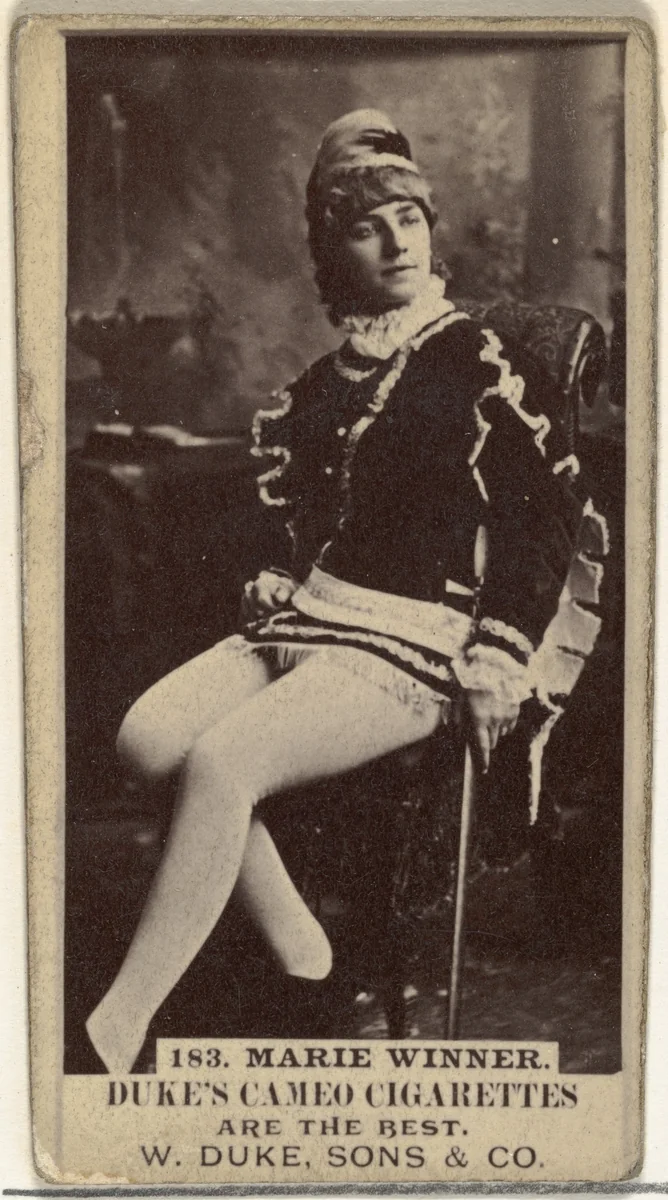Card Number 183, Marie Winner, from the Actors and Actresses series (N145-5) issued by Duke Sons & Co. to promote Cameo Cigarettes by W. Duke, Sons & Co., photograph, 1880-1889