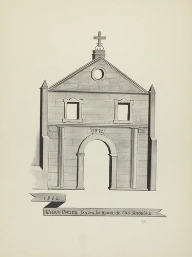Mision Nuestra Senora La Reina de Los Angeles by James Jones, index of american design, 1912-1942