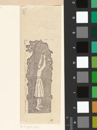 Meisje appels plukkend by Lucien Pissarro, print, 1891