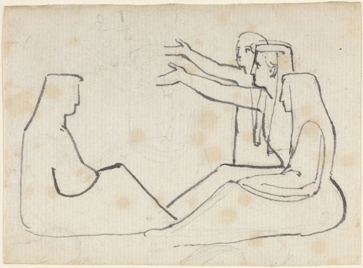 Four Seated Figures by John Flaxman, drawing, 1755-1826