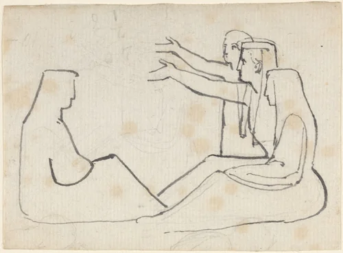 Four Seated Figures by John Flaxman, drawing, 1755-1826