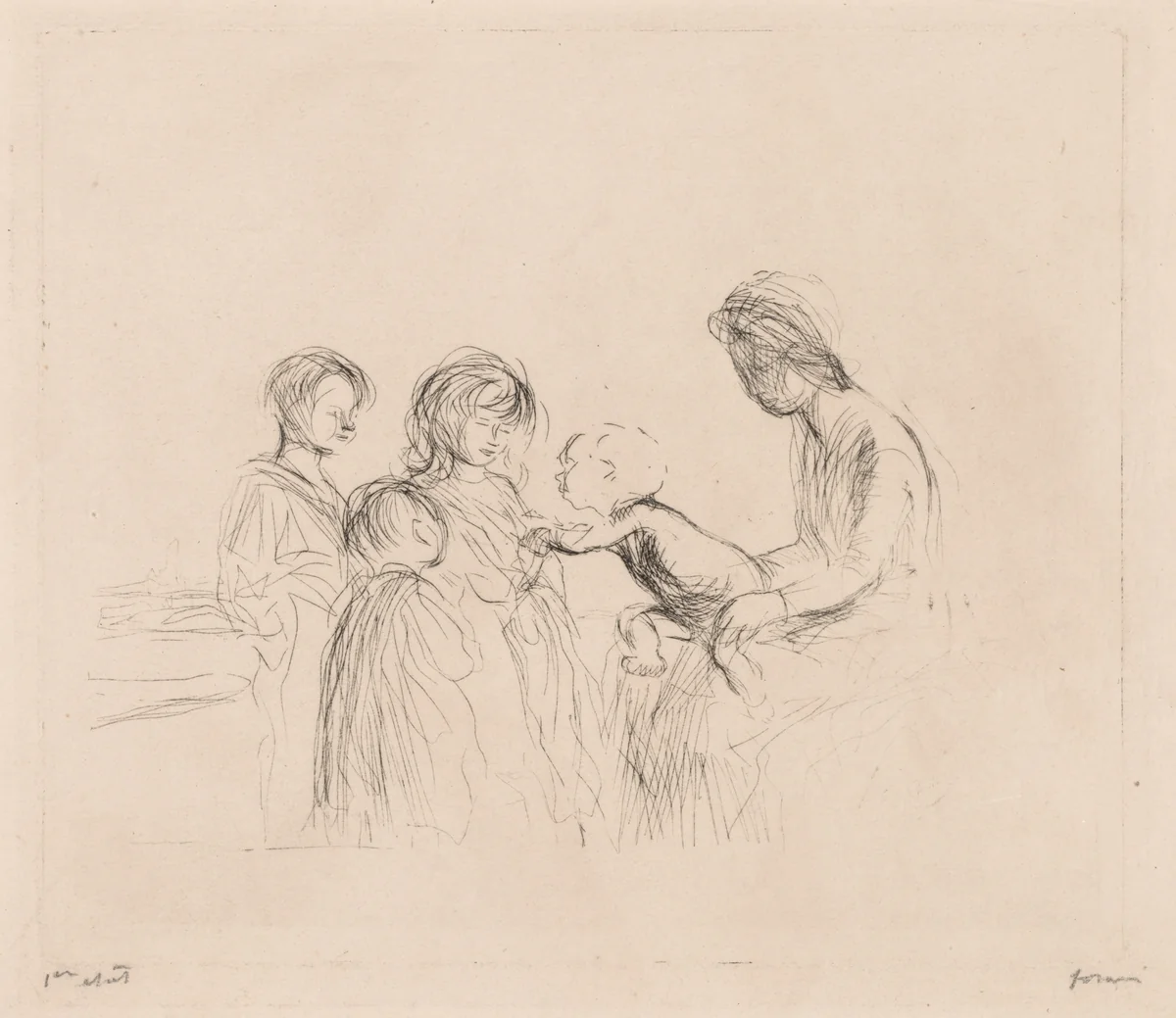 Madonna and Children by Jean-Louis Forain, print, 1879-1929