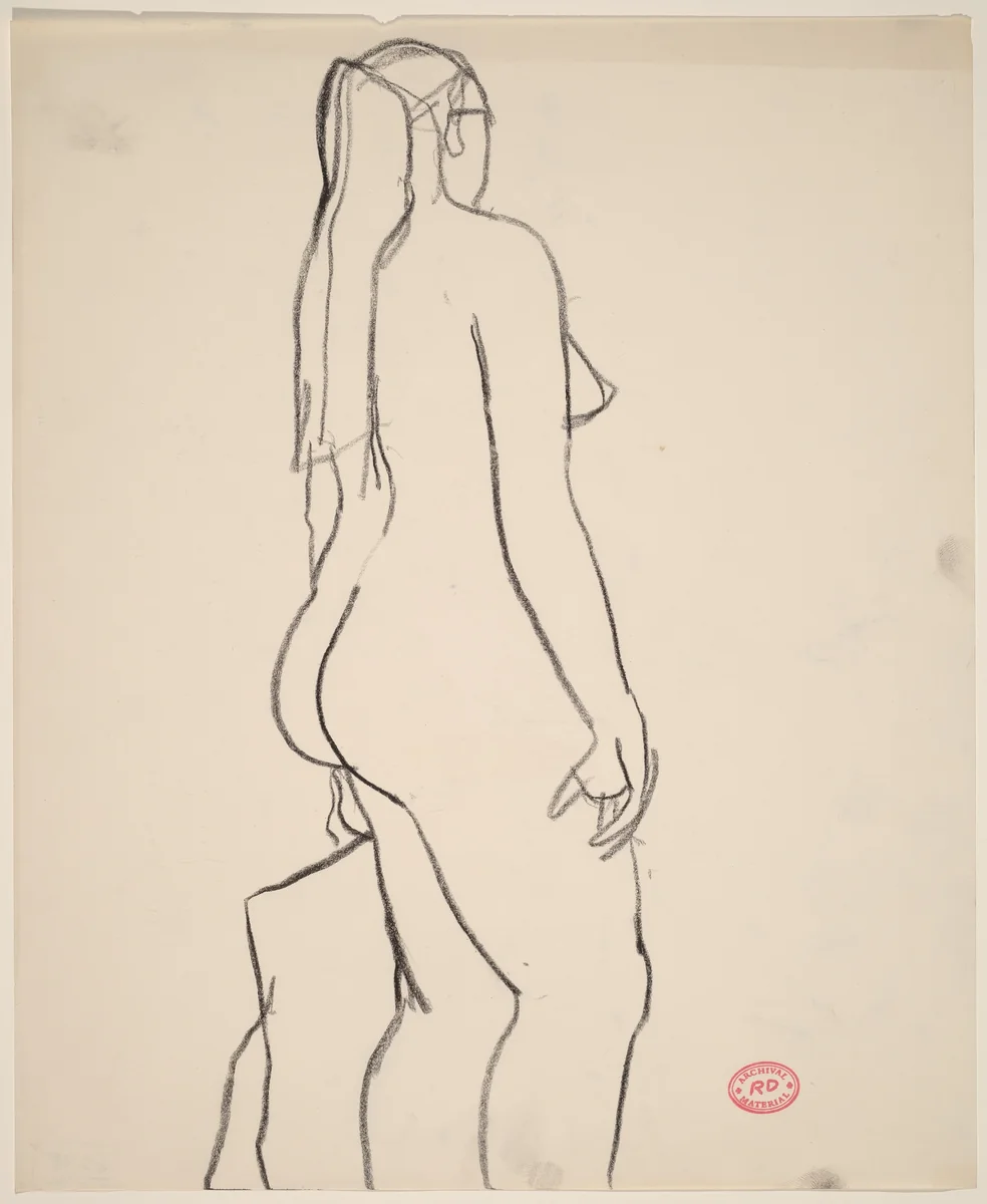 Untitled [standing female nude] by Richard Diebenkorn, drawing, 1955-1967