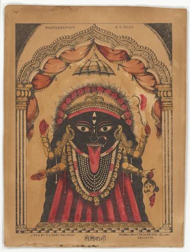 Sri Sri Kali (recto); Kali (verso) by G. C. Dass, print, 1865-1895