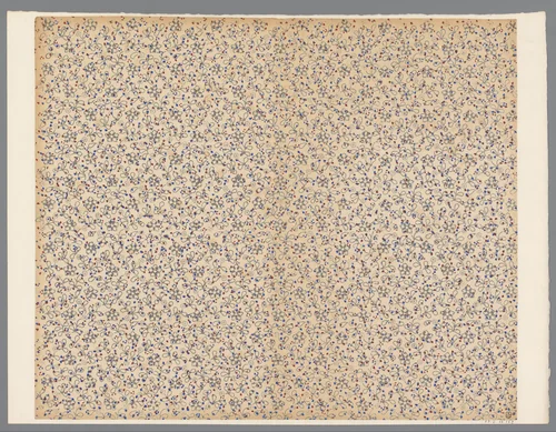 Blad met strooipatroon van ranken met bloemen over bladmotief by anonymous, print, 1800-1900