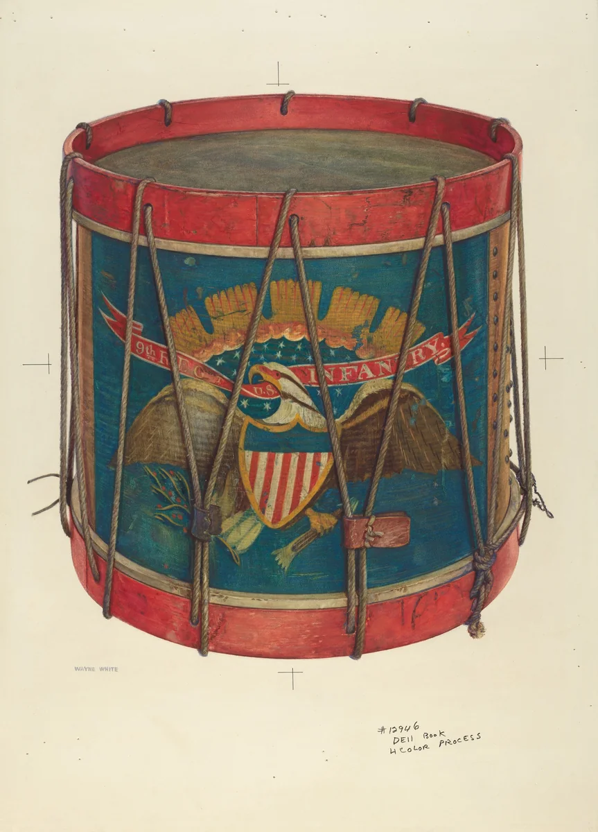 Civil War Drum by Wayne White, index of american design, 1939-1940
