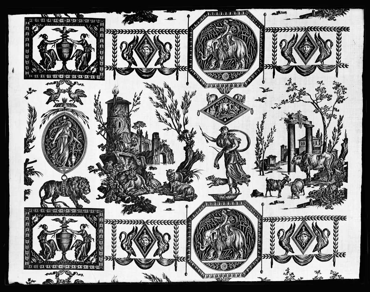 Diane Chasseresse (Diana the Huntress) (Furnishing Fabric) by Jean Baptiste Huet, textile, 1789-1805