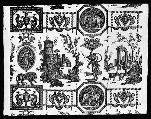 Diane Chasseresse (Diana the Huntress) (Furnishing Fabric) by Jean Baptiste Huet, textile, 1789-1805