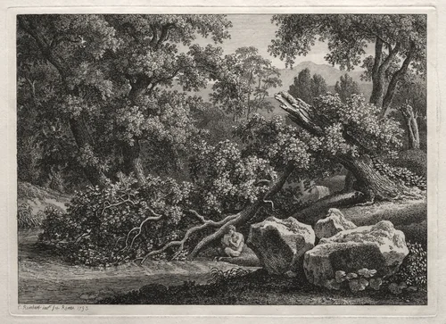 Heroic Landscape: The Satyr Playing the Flute by Johann Christian Reinhart, print, 1795