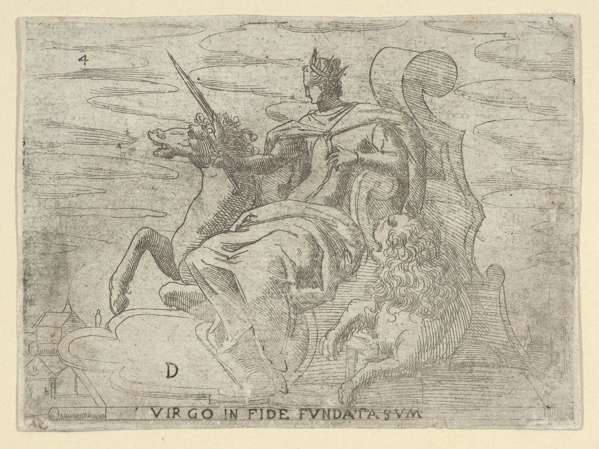Virgo in Fide Fundata Sum by anonymous, print, 1500-1599