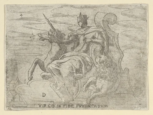 Virgo in Fide Fundata Sum by anonymous, print, 1500-1599