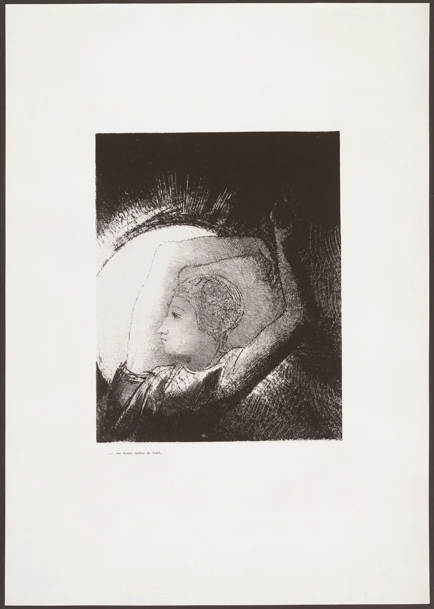 A Woman Clothed with the Sun (Une Femme revêtue du soleil) from Apocalypse of Saint John (Apocalypse de Saint-Jean) by Odilon Redon, print, 1899
