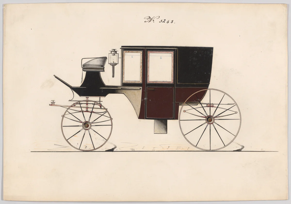 Design for Coupé, no. 3263 by Brewster & Co., drawing, 1876