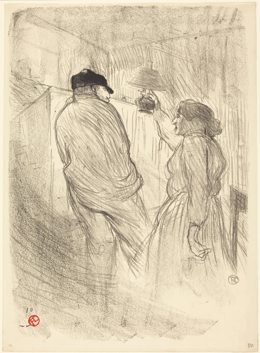 At the Theatre-Libre: Antoine in "L'inquiétude" (Au Théatre-Libre: Antoine dans "L'inquiétude") by Henri de Toulouse-Lautrec, print, 1894