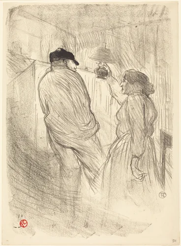 At the Theatre-Libre: Antoine in "L'inquiétude" (Au Théatre-Libre: Antoine dans "L'inquiétude") by Henri de Toulouse-Lautrec, print, 1894