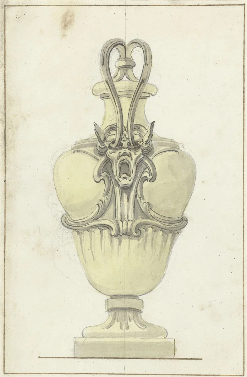 Siervaas met hoog hengsel by anonymous, drawing, 1700-1800