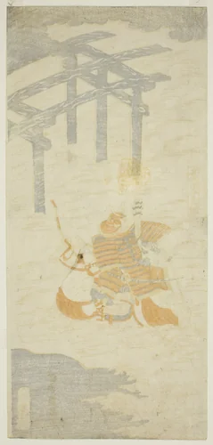 The Warrior Sasaki Shiro Takatsuna Crossing the Uji River on Horseback by Torii Kiyomitsu, print, 1760-1769