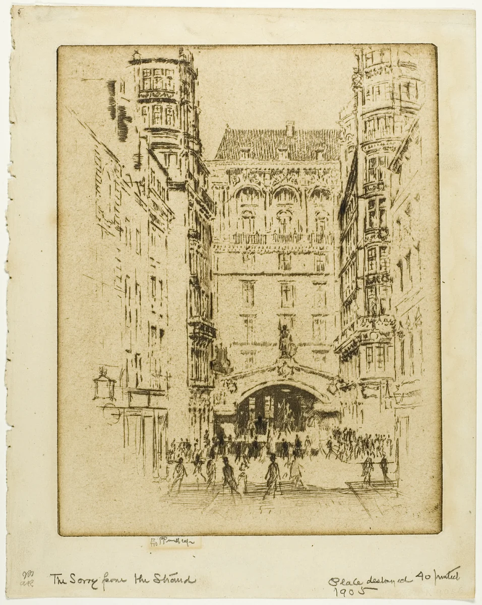Entrance to the Savoy Hotel by Joseph Pennell, print, 1907