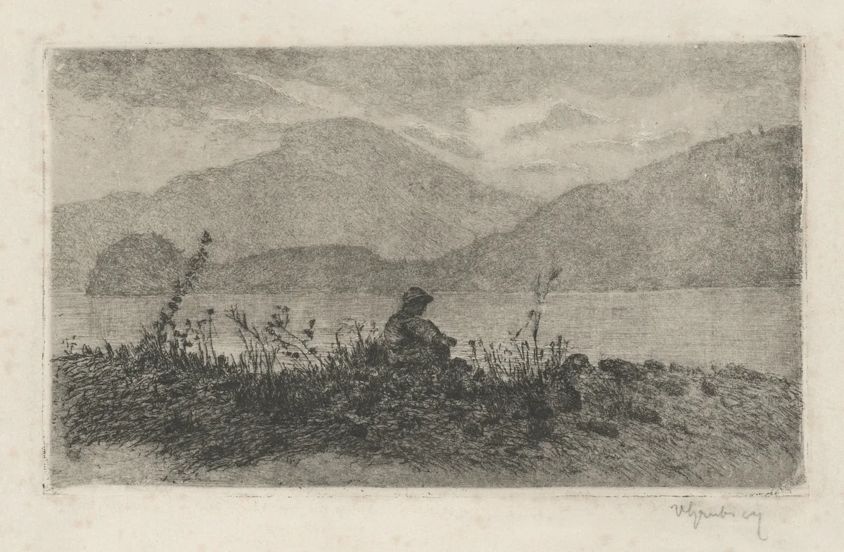 A May Evening at Lierna, 2 by Vittore Grubicy, print, 1893-1894