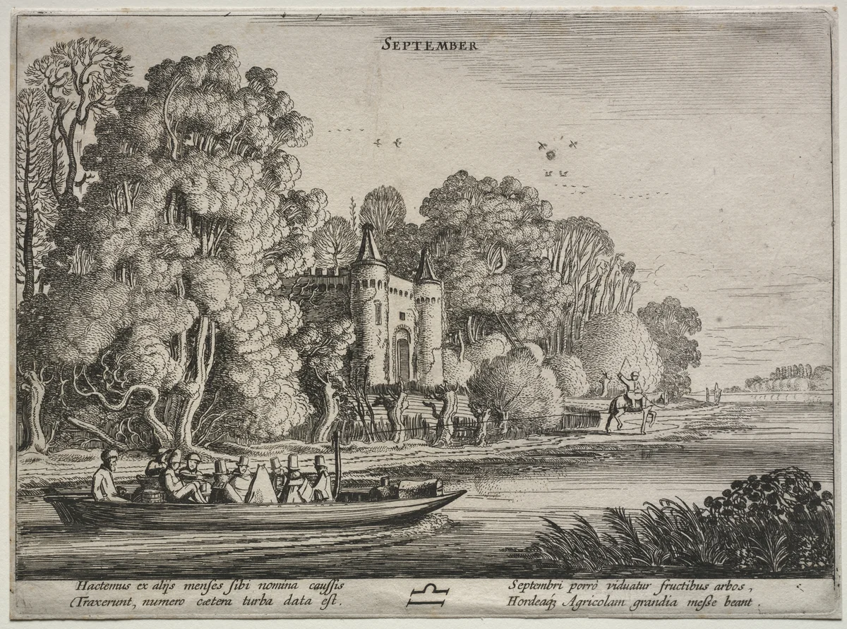 The Twelve Months: September by Jan van de Velde, print, 1608-1618