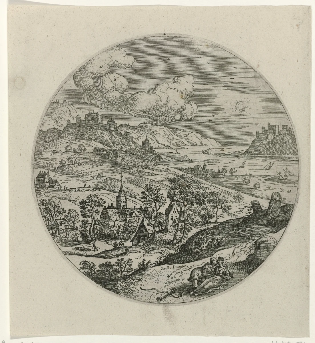 Procris sterft in Cephalus'armen by Unknown, print, 1547-1612