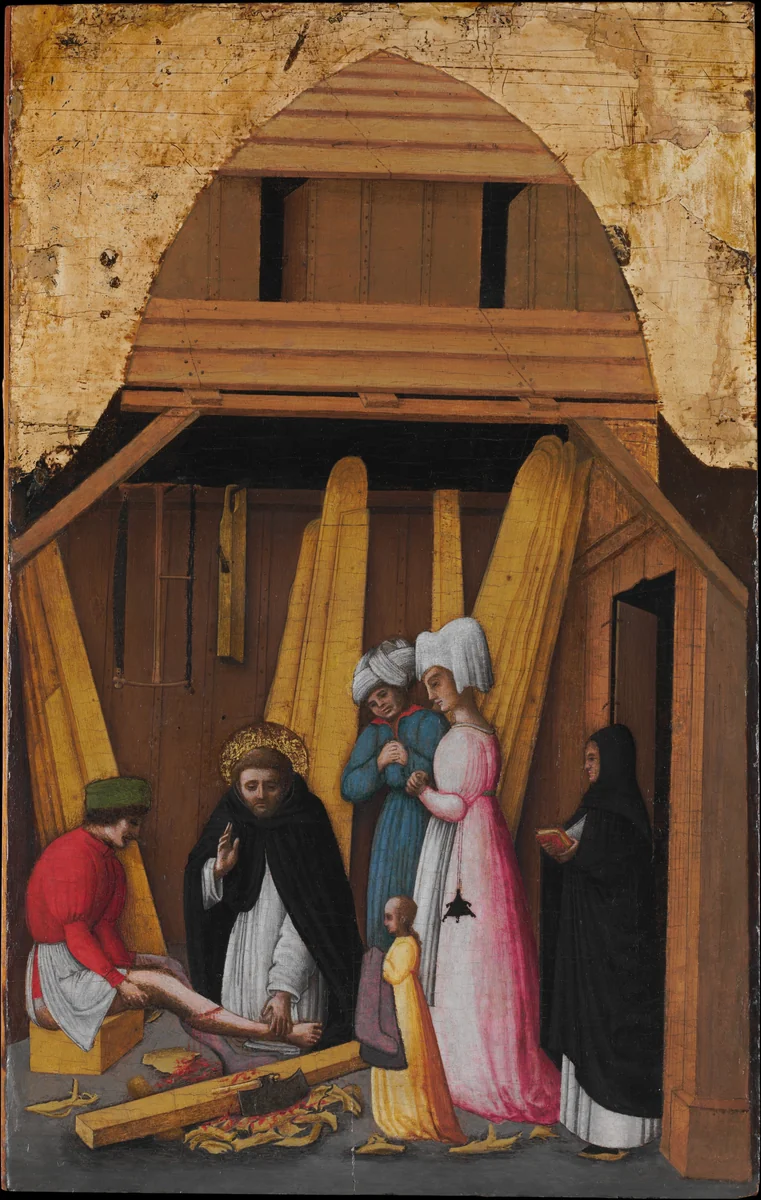 Saint Peter Martyr Healing the Leg of a Young Man by Antonio Vivarini, painting, 1445-1455