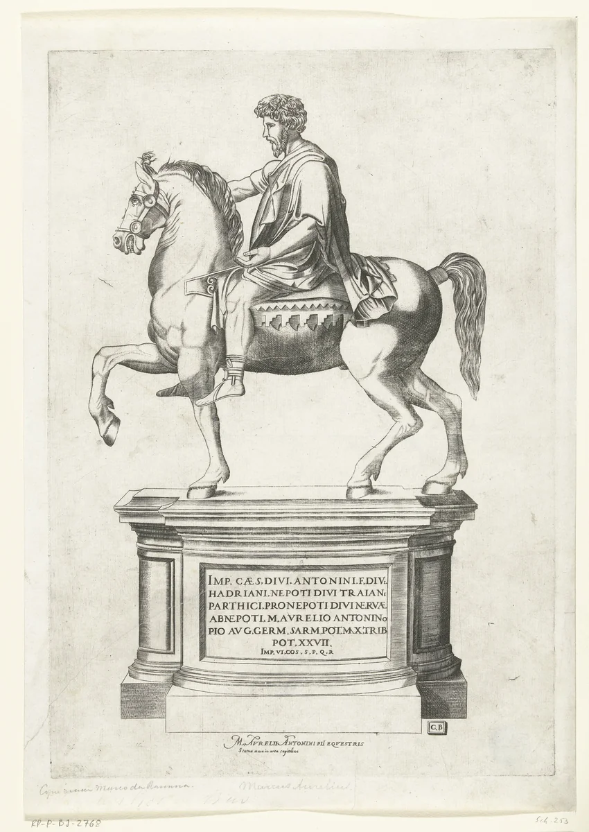 Ruiterstandbeeld van Marcus Aurelius by Unknown, print, 1538-1555
