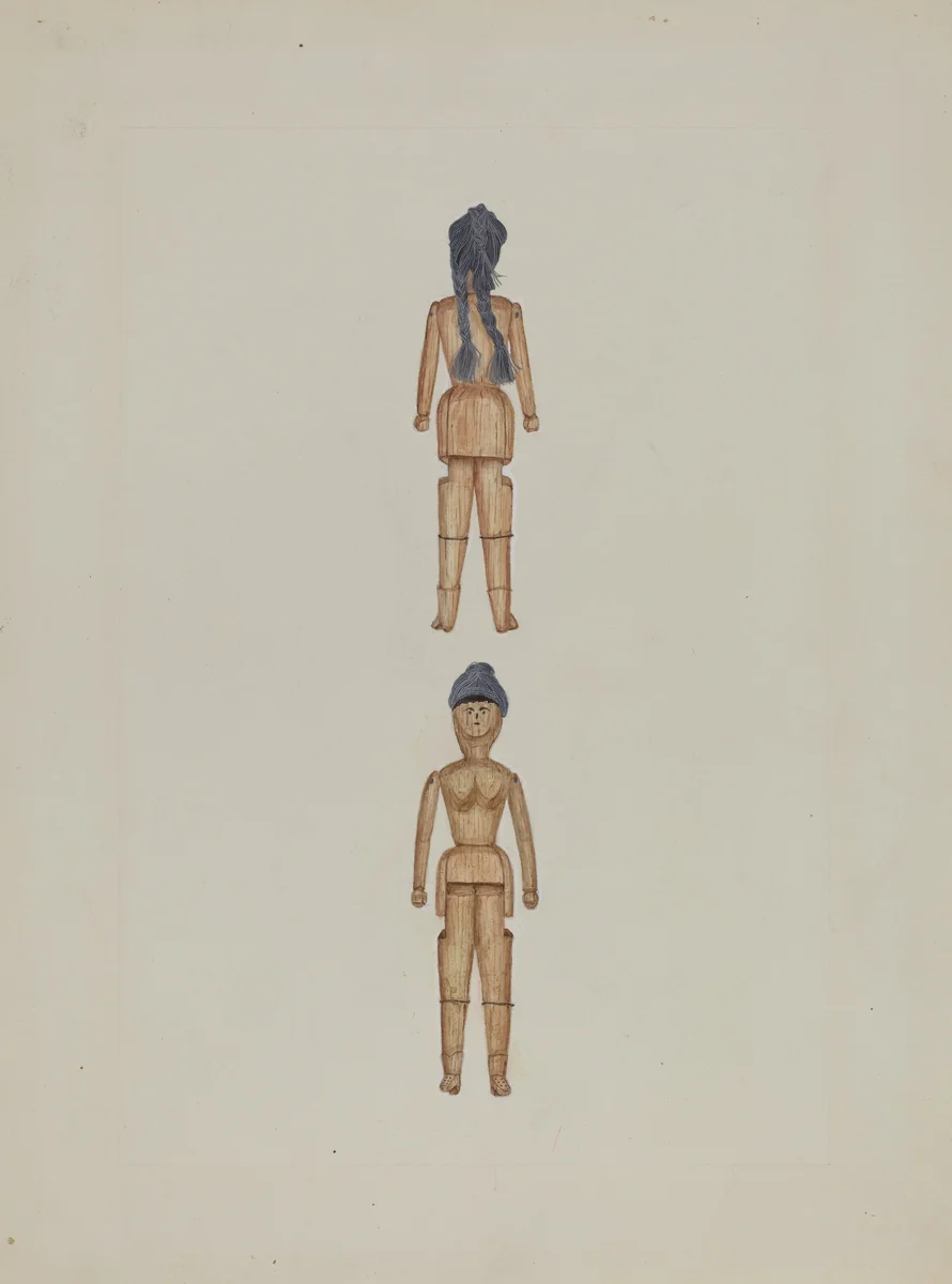 Wooden Doll by Evelyn Bailey, index of american design, 1937