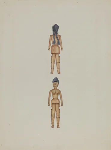 Wooden Doll by Evelyn Bailey, index of american design, 1937