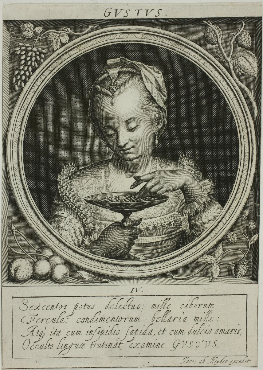 Taste, plate four from The Five Senses by Jacob van der Heyden, print, 1593-1645