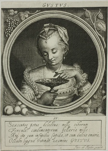 Taste, plate four from The Five Senses by Jacob van der Heyden, print, 1593-1645