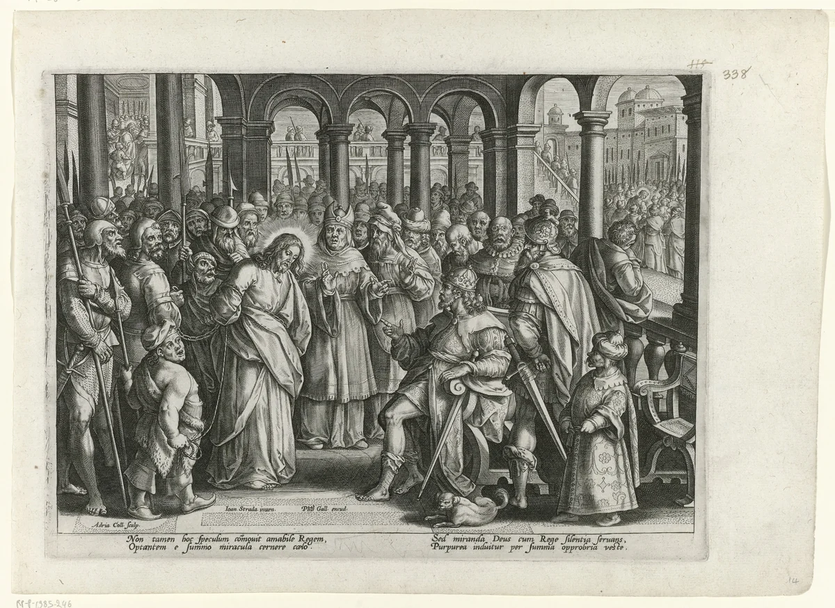 Christus voor Herodes by Unknown, print, 1585-1586