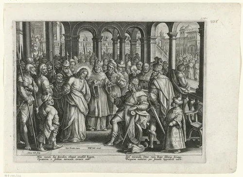 Christus voor Herodes by Unknown, print, 1585-1586