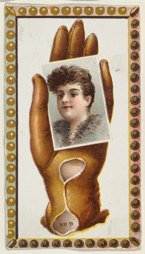 Card Number 9, cut-out from banner advertising the Opera Gloves series (G29) for Allen & Ginter Cigarettes by Allen & Ginter, print, 1885-1895